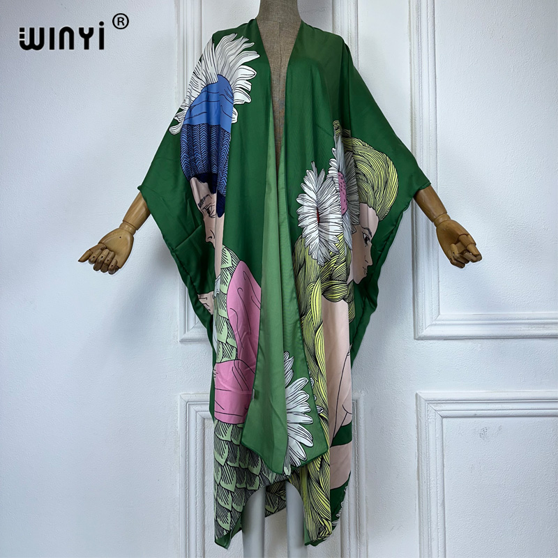 Kaftan Women Boho - WINYI-Kimono imprimé style boho, cardigan sexy,