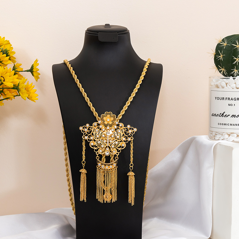 Ethnic Fashion Jewellery - Collier vintage avec pendentif papillon en