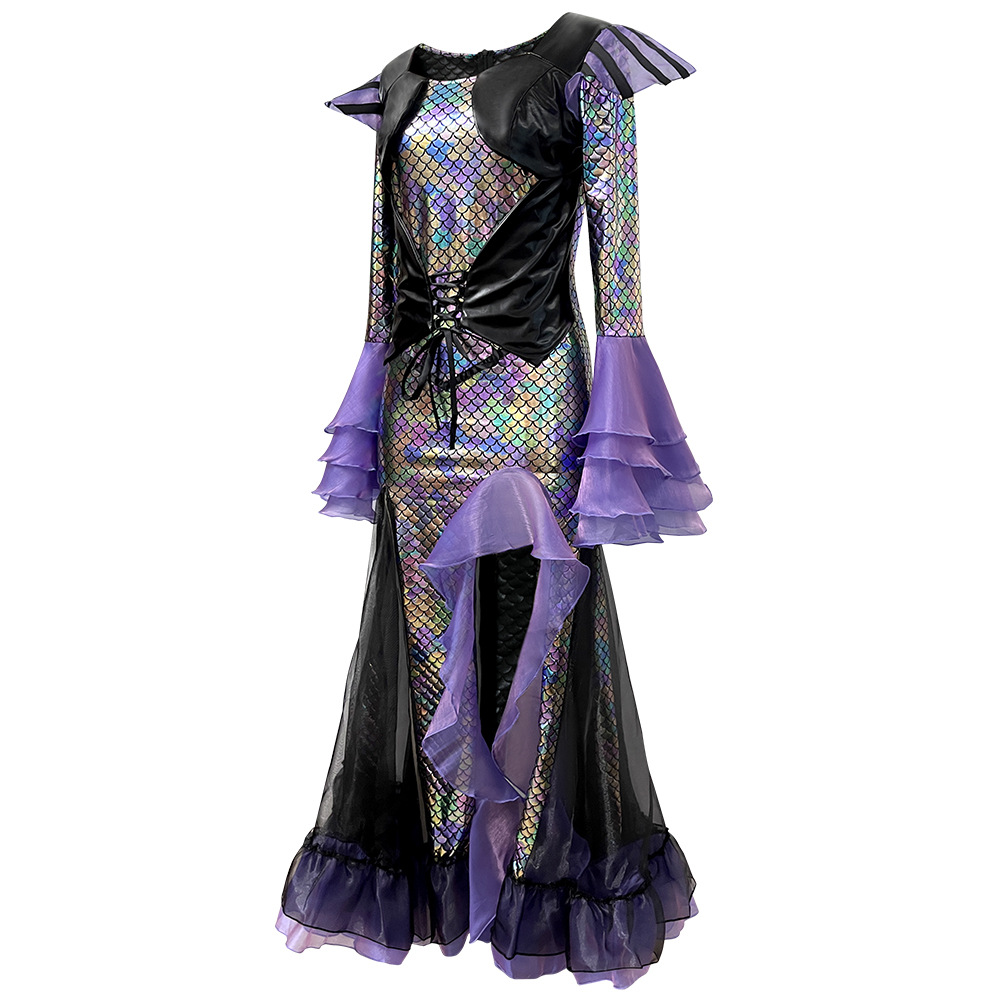 Ethnic Gown - Robe longue sirène sombre pour femme,