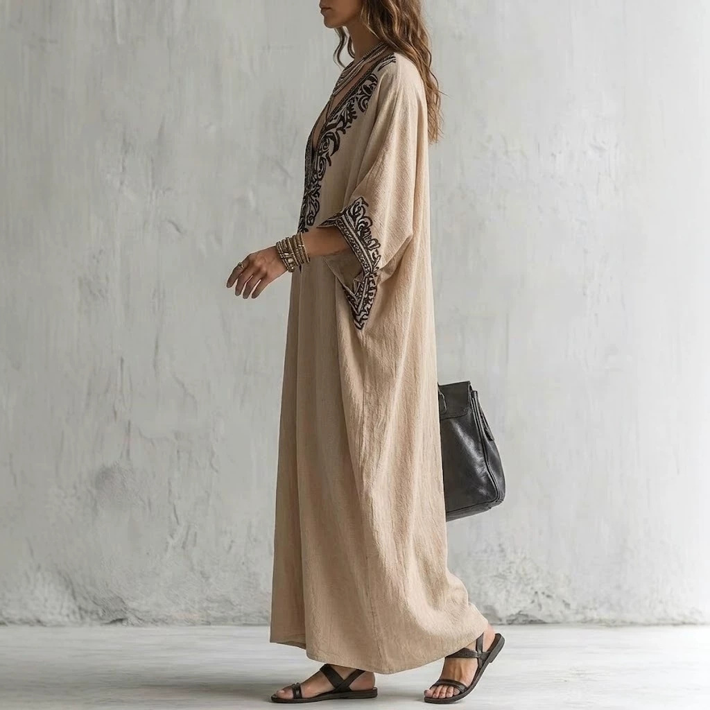 Robe longue bohème brodée pour - Kaftan Women Boho avis et prix