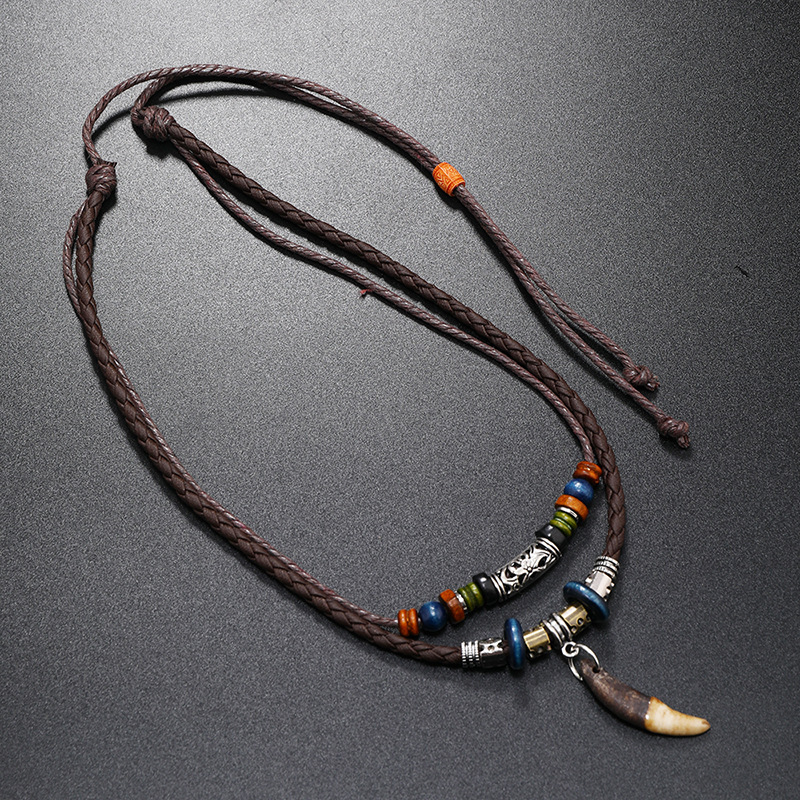 Collier en cuir tressé à la ma - Ethnic Fashion Pk avis et prix