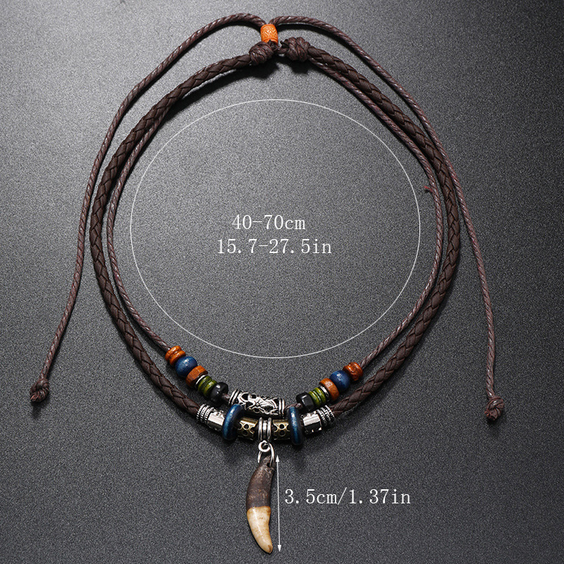 Collier en cuir tressé à la ma - Ethnic Fashion Pk avis et prix