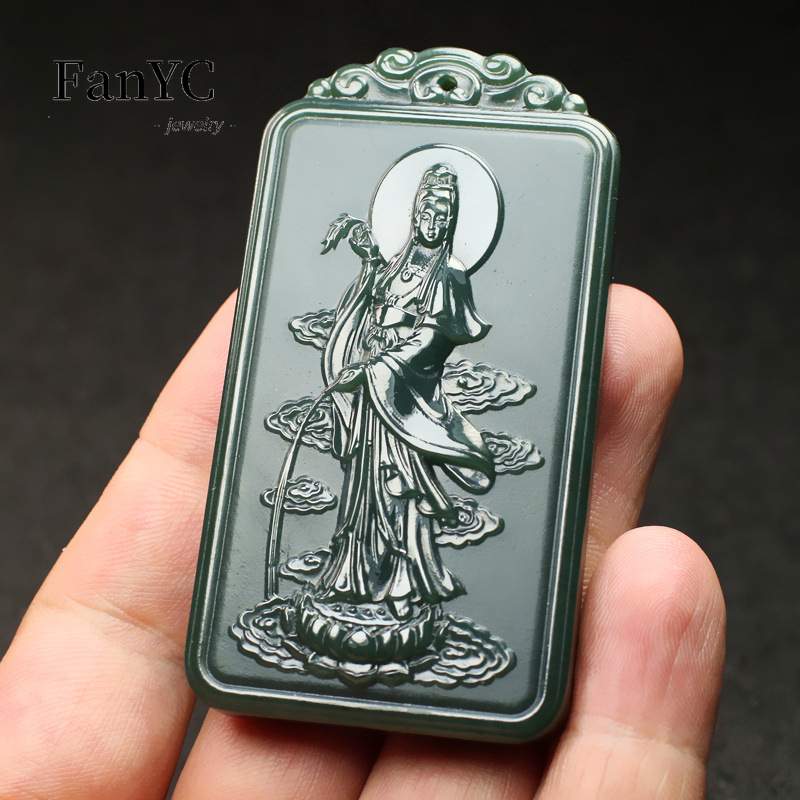 Collier Guanyin sculpté à la m - Ethnic Fashion Men avis et prix