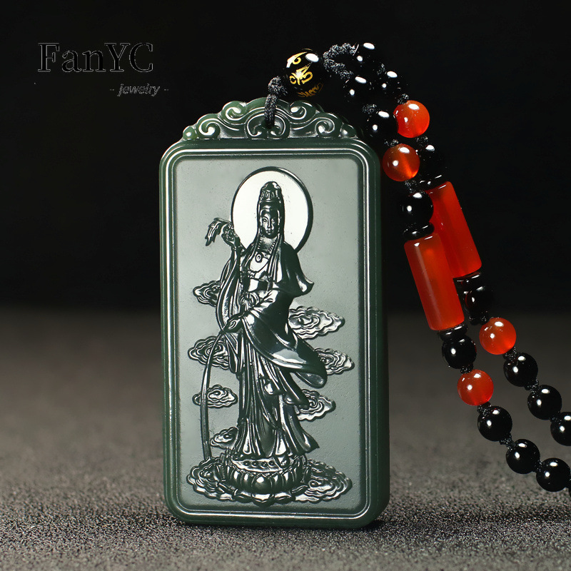 Collier Guanyin sculpté à la m - Ethnic Fashion Men avis et prix