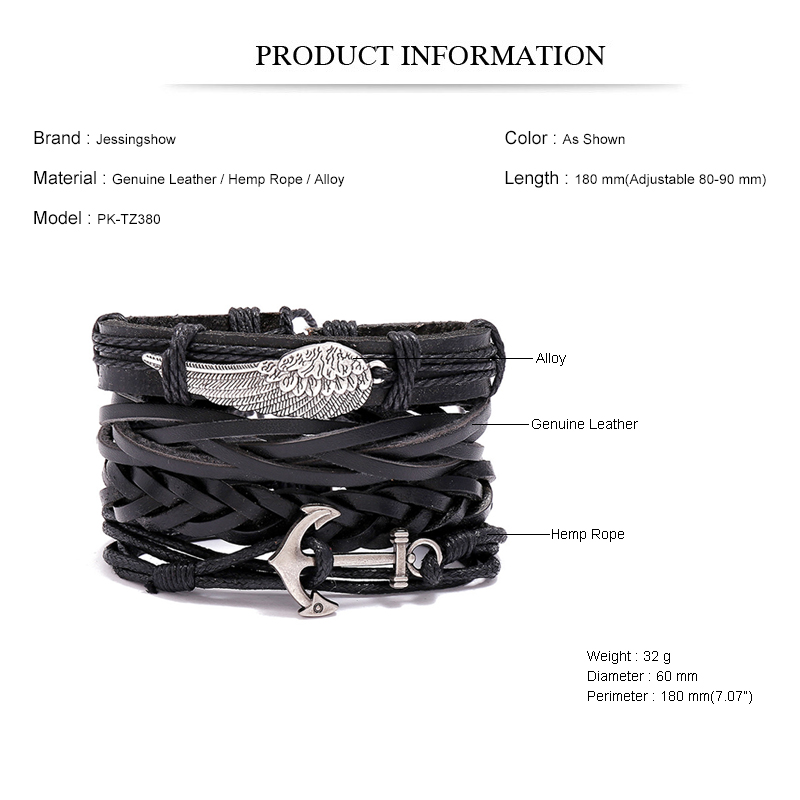 Bracelets en cuir à ailes rond - Ethnic Fashion Pk avis et prix