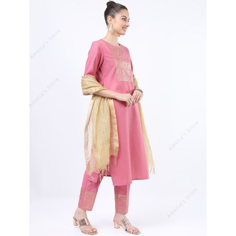 Ensemble 3 pièces Kurta rose i - Salwar Kameez Set avis et prix
