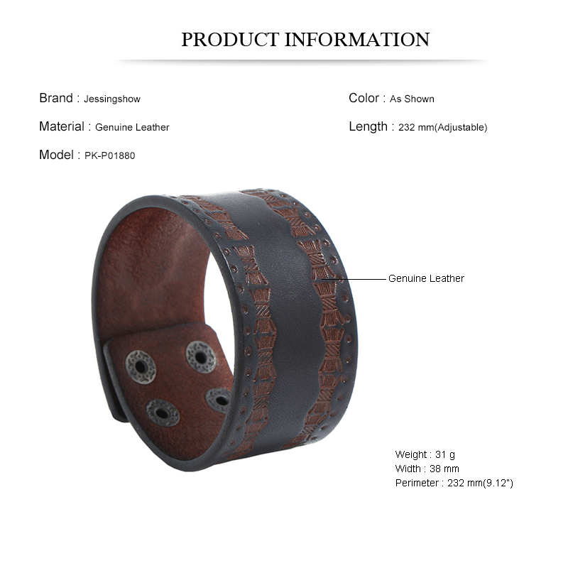 Bracelet large en cuir de vach - Ethnic Fashion Pk avis et prix