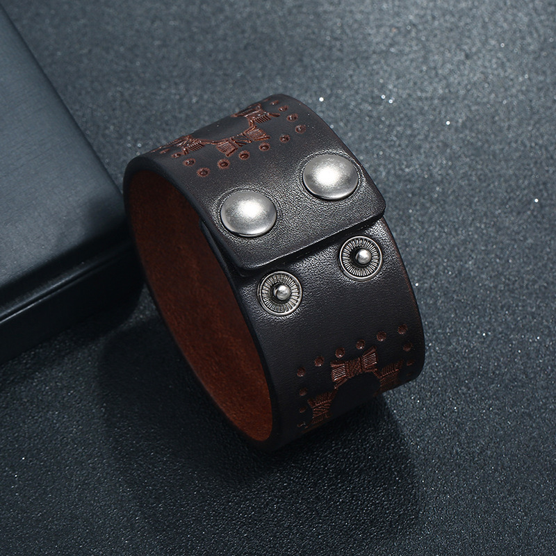 Bracelet large en cuir de vach - Ethnic Fashion Pk avis et prix